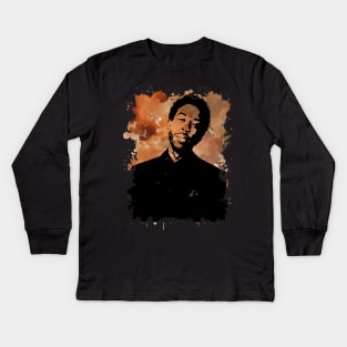 American Rapper Ludacris - Brown Watercolor Splash T-Shirt Kids Long Sleeve T-Shirt